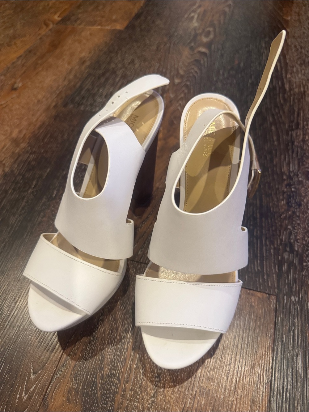 Michael Kors White Open-Toe Slingback Heels